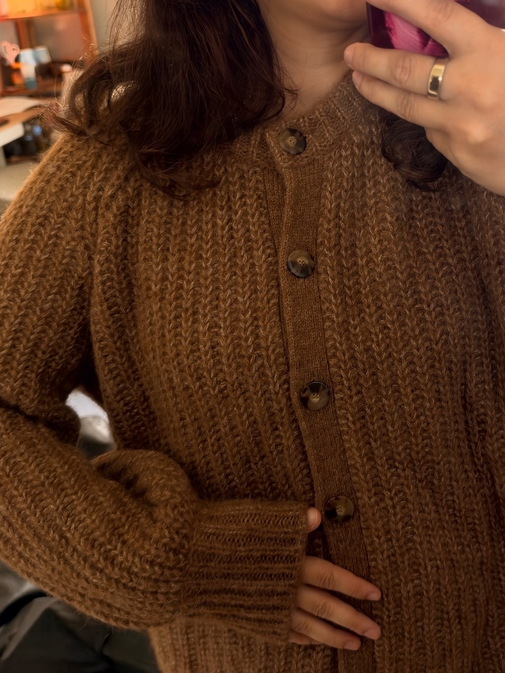 Sezane Emile Cardigan Brown New Condition